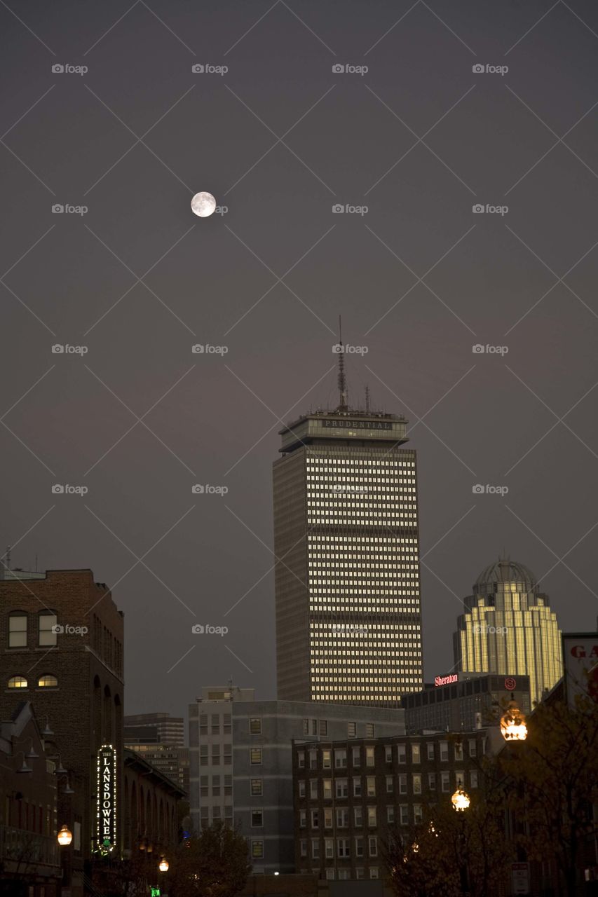 Full moon over Boston