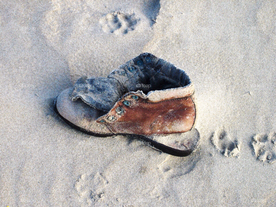 pollution beach shoes sand by KathOnEarth