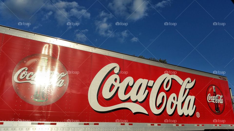 Coke truck in traffic