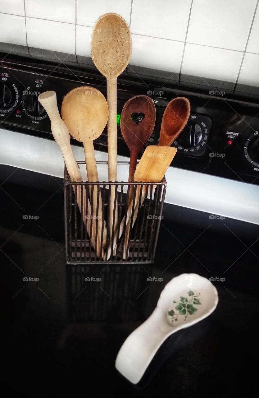 Wooden spoons for cooking a home