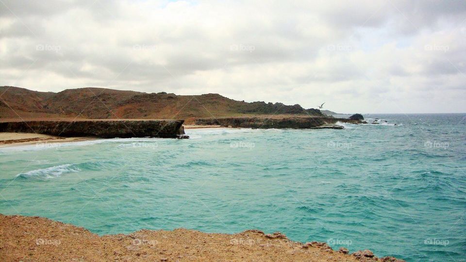 Beach and blue green water