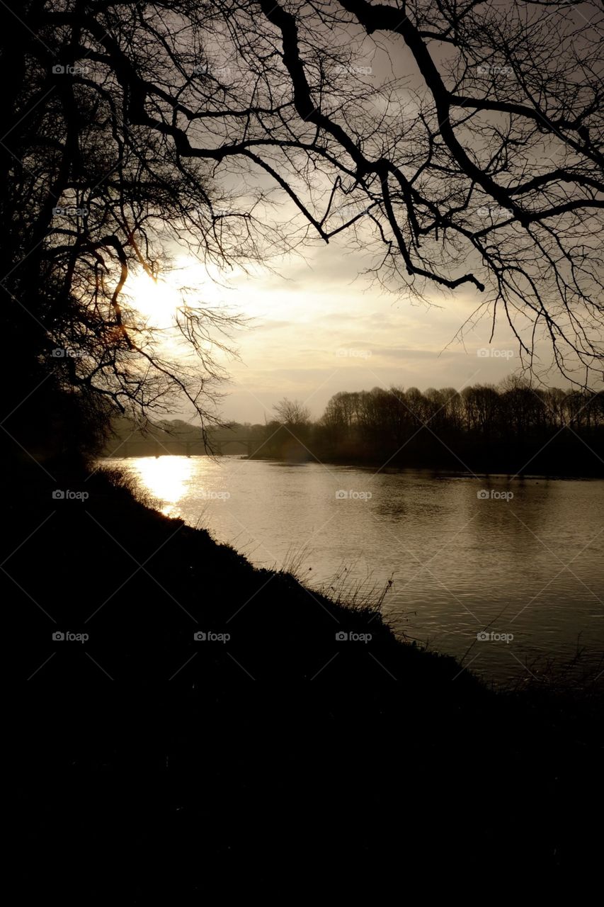 Sunset Over The Lake, Silhouettes In The Sunset, England Sunset, Avenham Park Sunset 