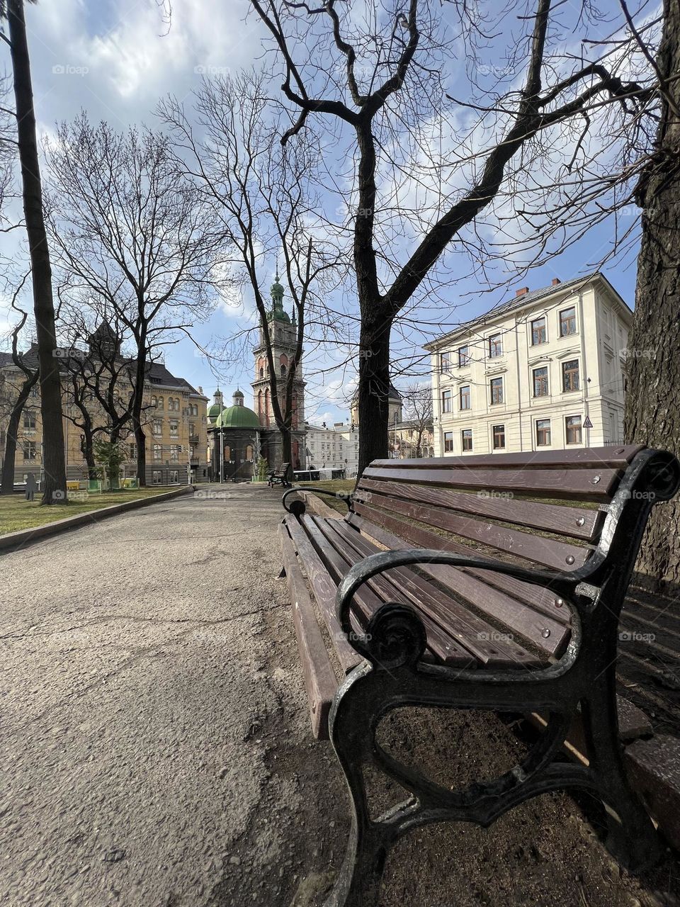 Lviv old city architecture in the spring season