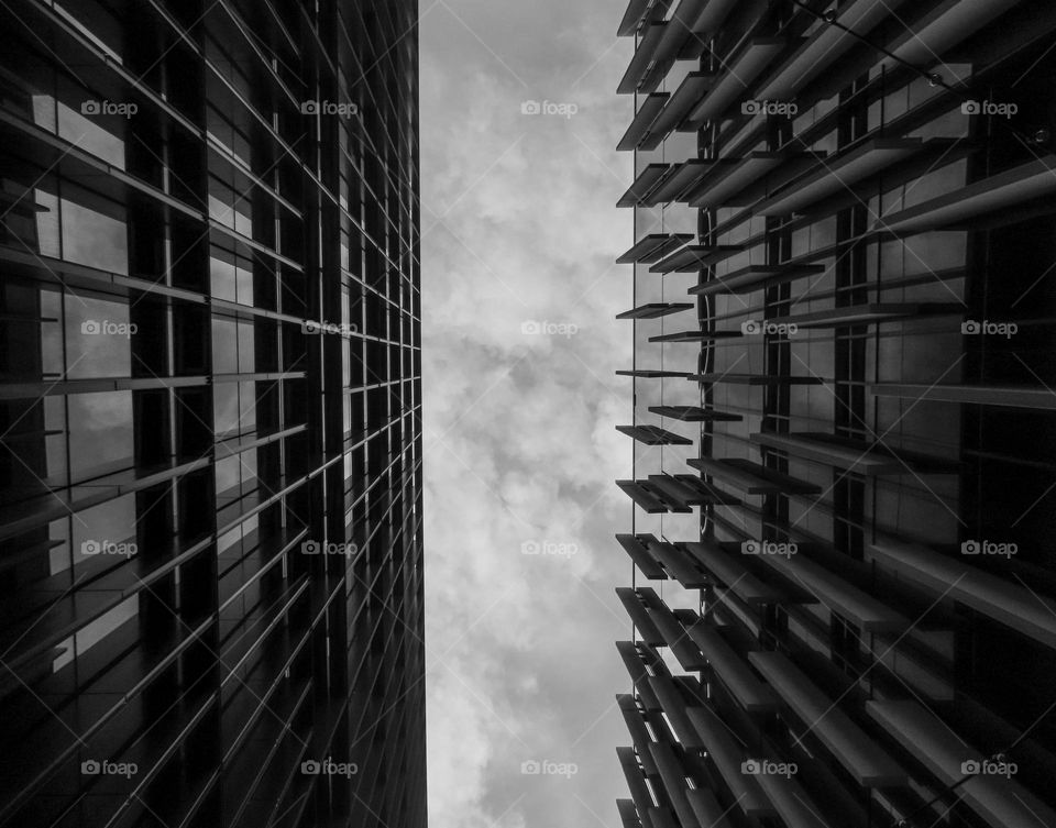 City buildings in black and white