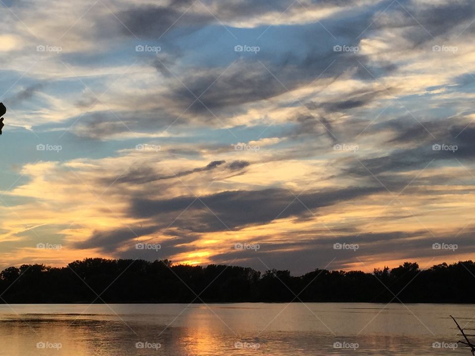Beautiful sunset by the lake 