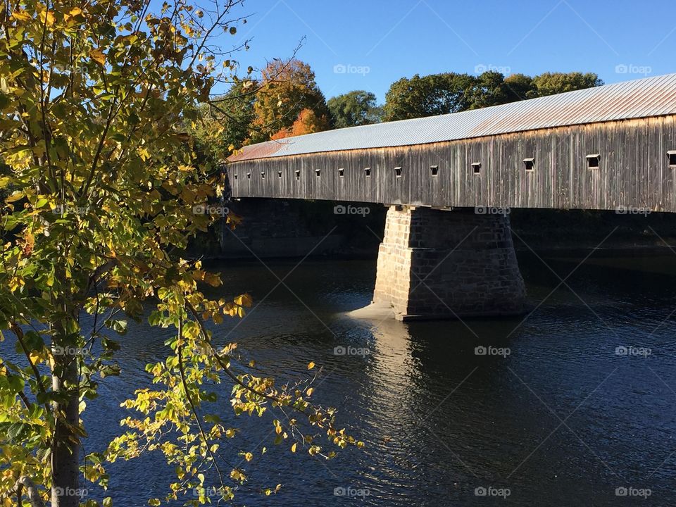 Cornish-Windsor covered bridge, spanning the Connecticut River between Cornish, New Hampshire and Windsor, Vermont. 