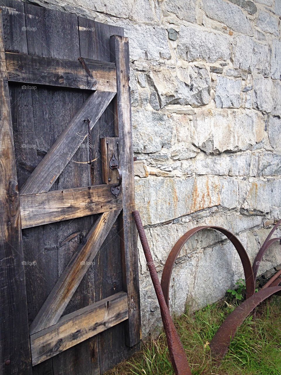 Back door to the blacksmiths shop.  Old Sturbridge Village a living museum in Massachusetts. 
