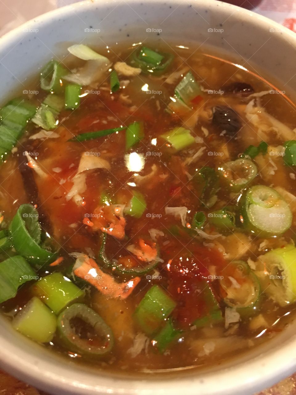 Hot & sour soup with hot sauce