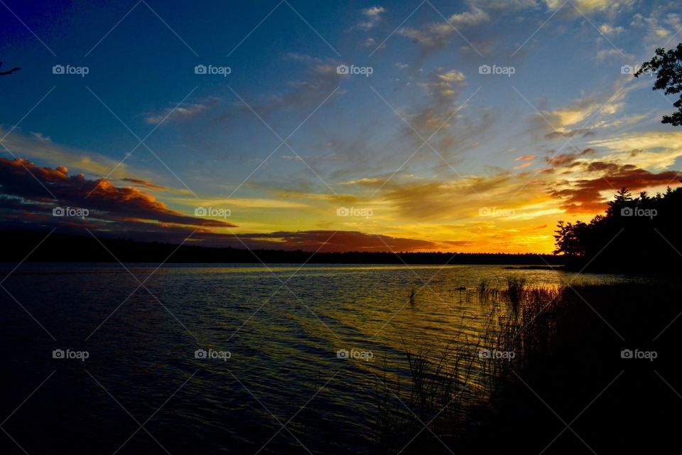 Sunset on a lake.