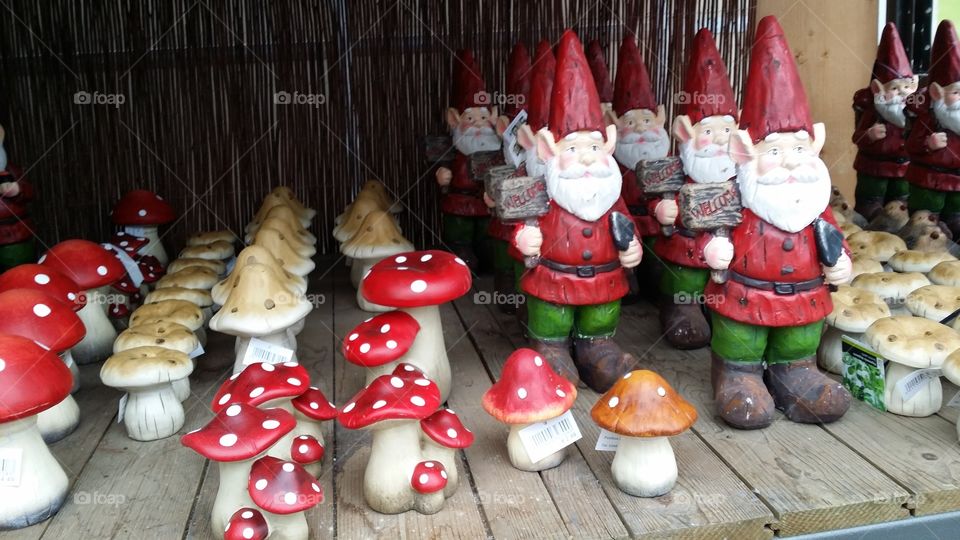 gnomes and red mushrooms. christmas time. decorateur your house