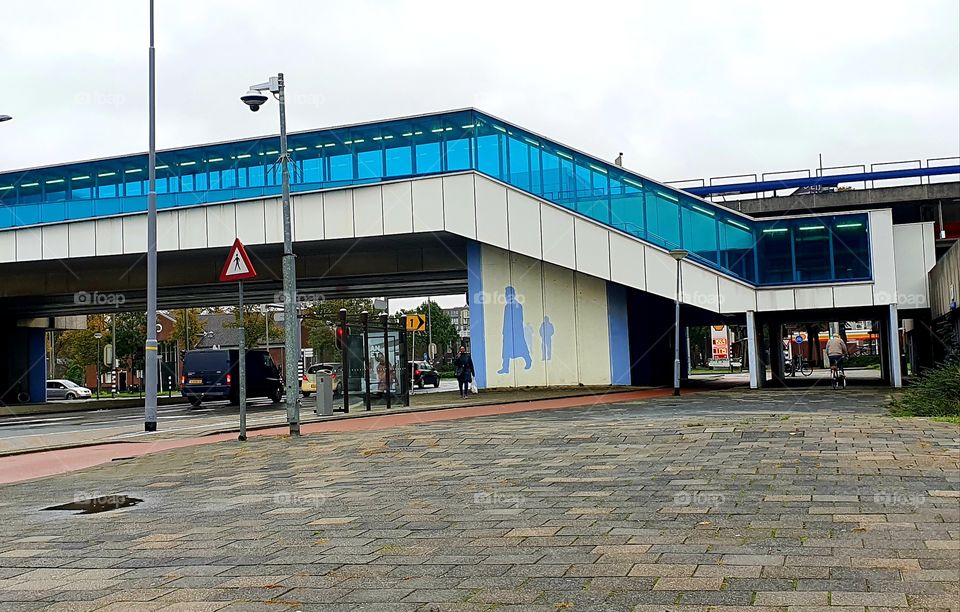 Metro track in the Netherlands Rotterdam