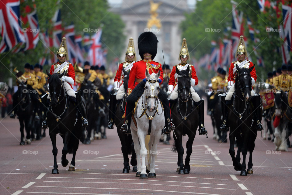 Her Majesty Guard March to the Horse Parade for The Ceremony of the Queens Birthday