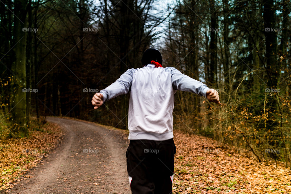 healthy lifestyle, running on fresh air in woods