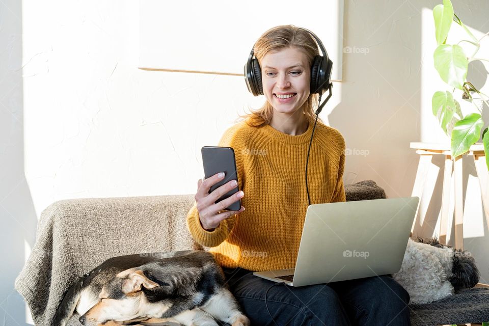 woman using smartphone