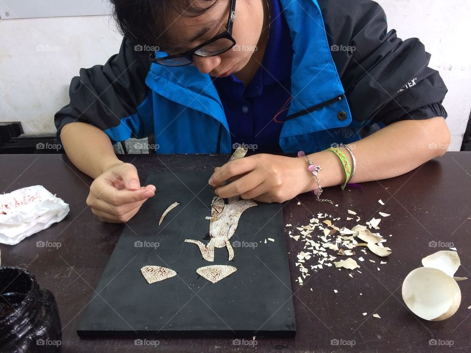 Egg shell art making