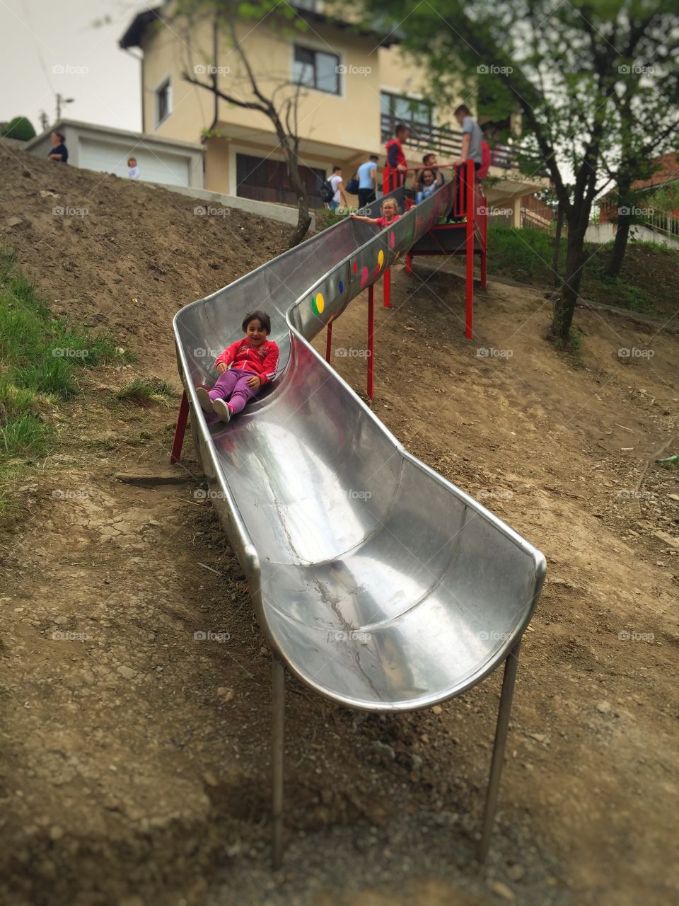 Slide in park for kids
