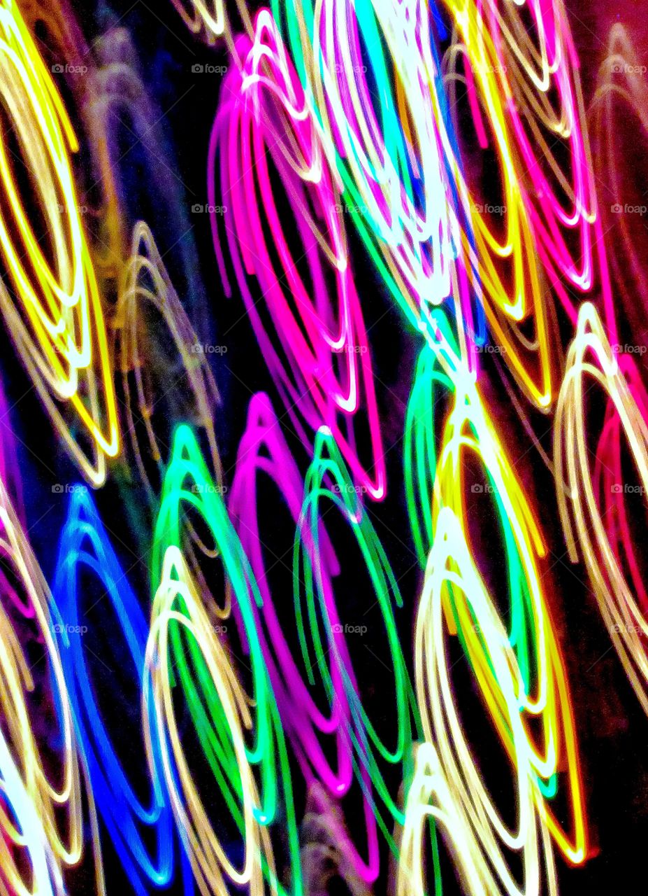 long exposure multi color light streaks