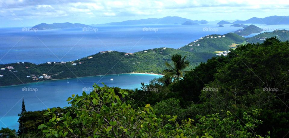 View of sea from mountain