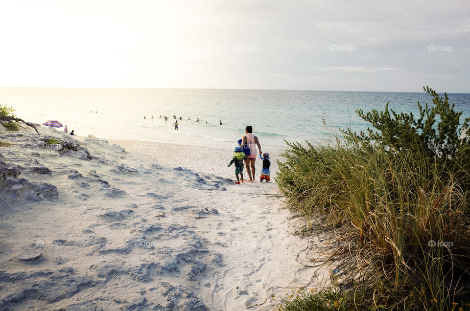 going to the beach with the family