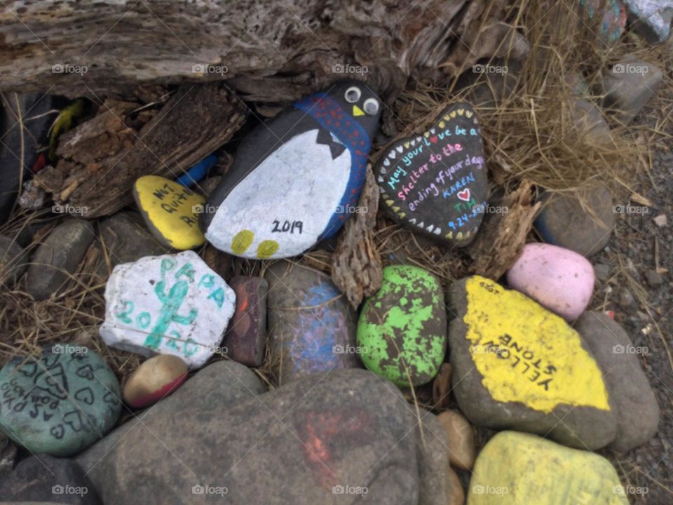 Painted Rocks on the Beach 