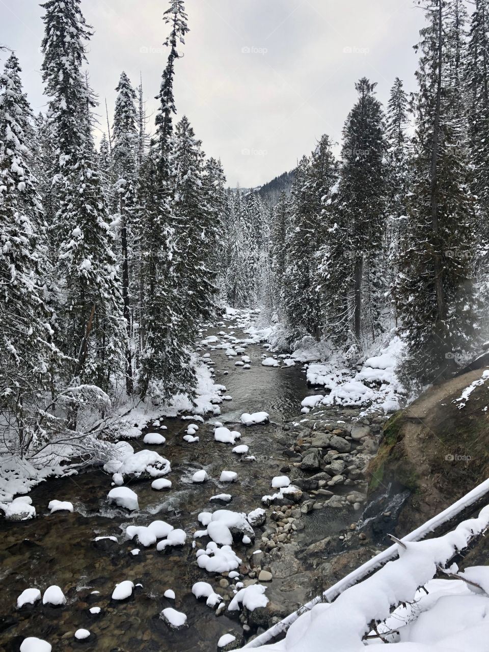 Snowy winter days in the mountains. Going on a nice morning hike up to a gorgeous mountain hot spring for a nice soak. 