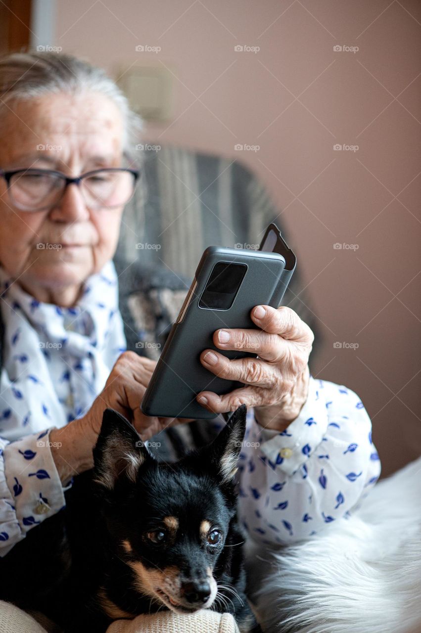 Senior woman using smartphone