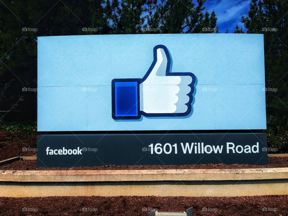 Logo of Facebook at its Silicon Valley corporate headquarters