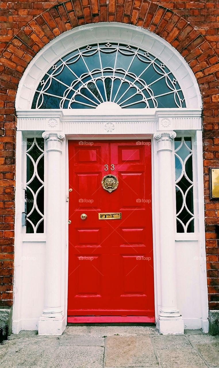 Red door in Dublin, Ireland