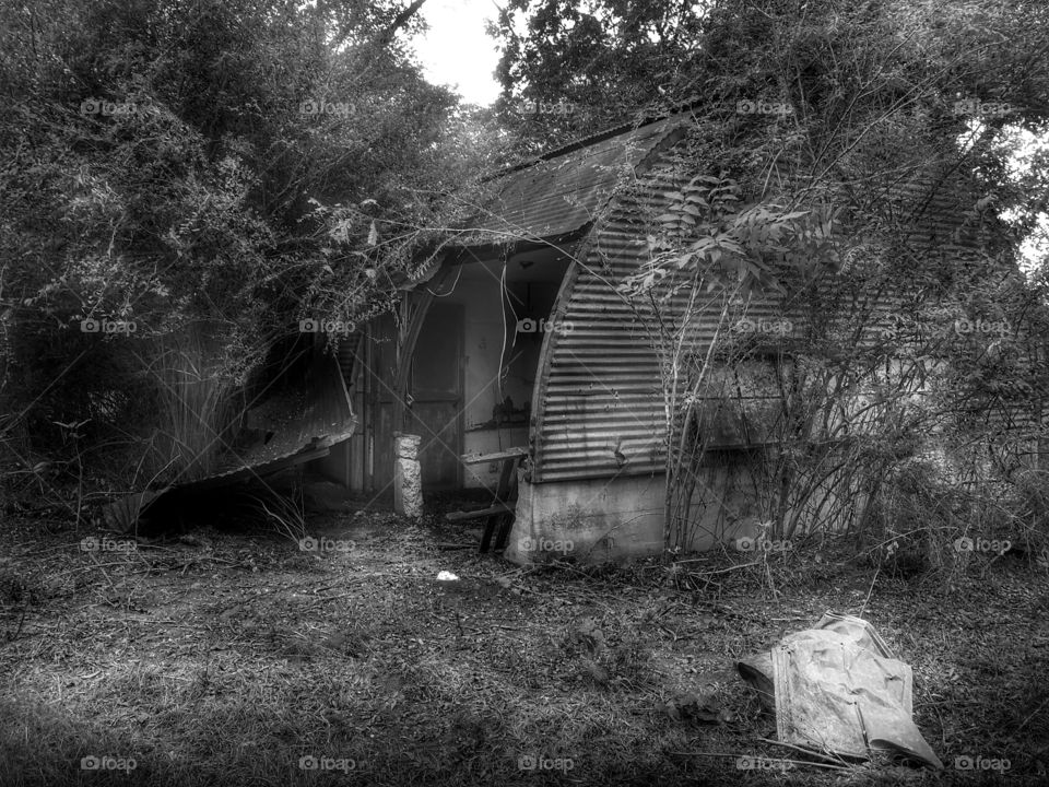 Abandoned Structure- left side. The door inside the garage goes to the living quarters.