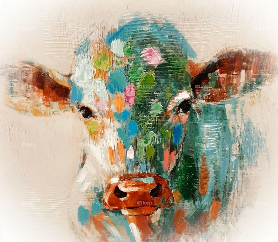 Fun painting of a cow