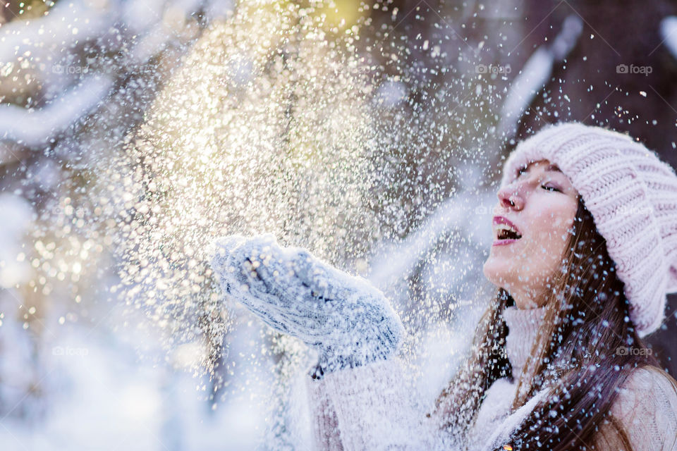 Woman enjoying winter 