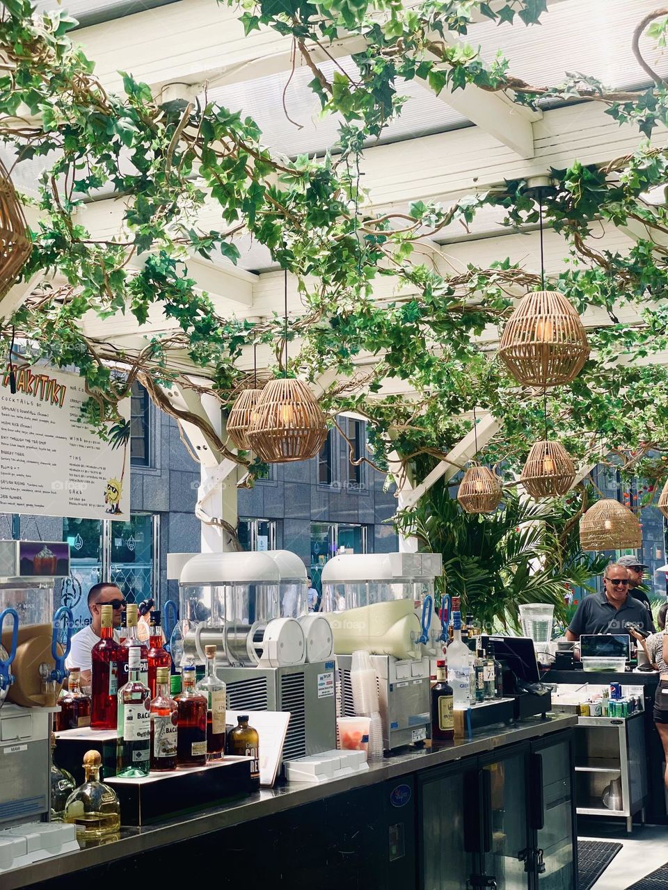 Makitiki bar in promenade of Fulton St, South Street Seaport NYC 