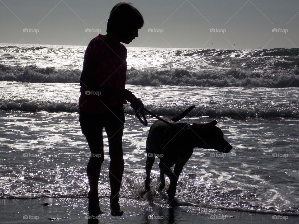 Summer silhouette at the beach