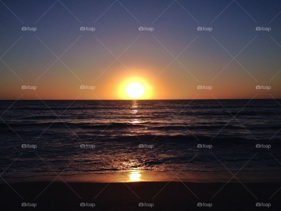 Golden beach sunset