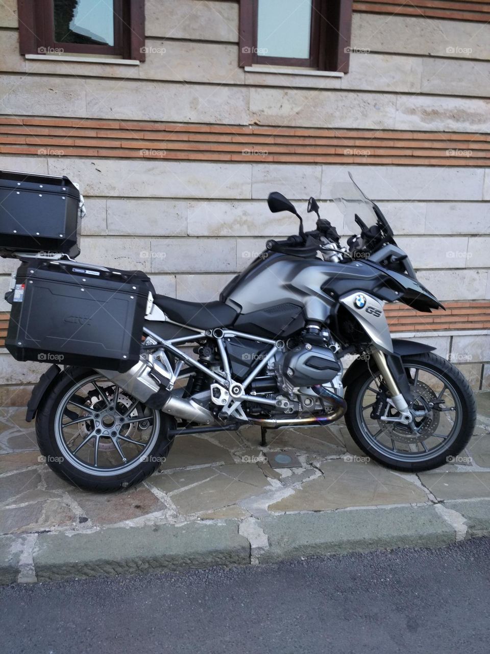 Parked motorcycle in old Nessebar