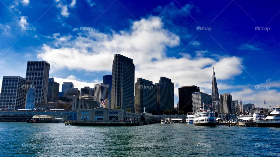 Port of San Francisco . View of the Port of San Francisco from a boat.