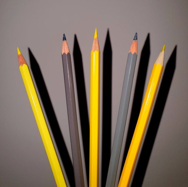 Yellow and grey pencils