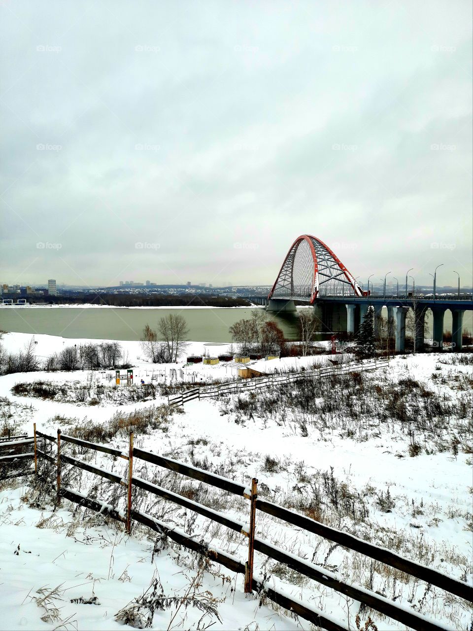 Bugrinsky bridge.  Novosibirsk.  Russia.  Mobile photo.