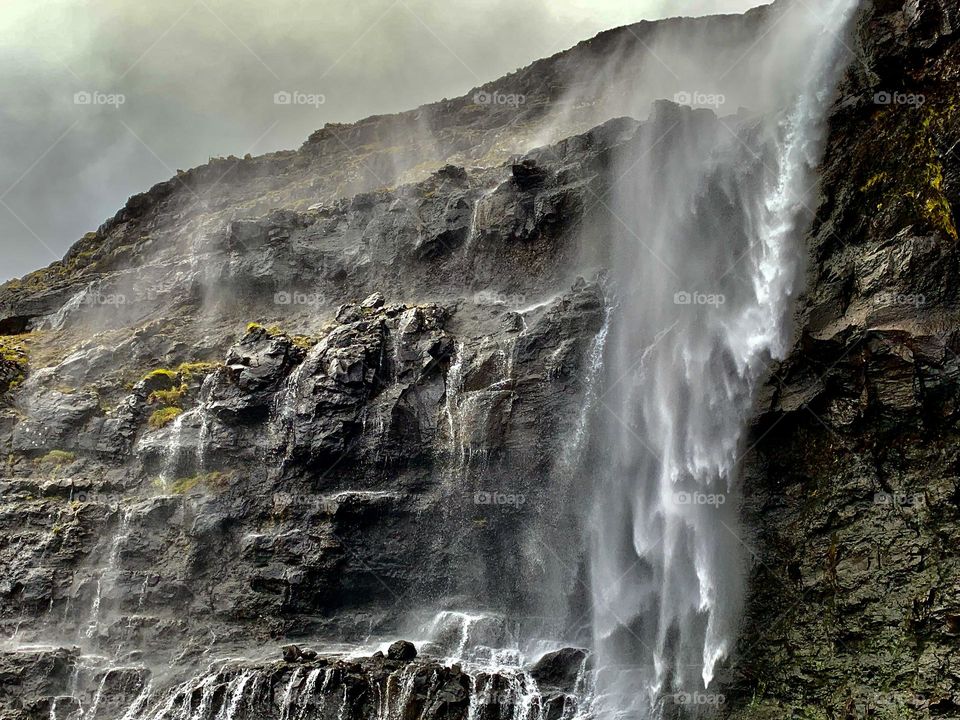 Mystical waterfall on Färöer Islands