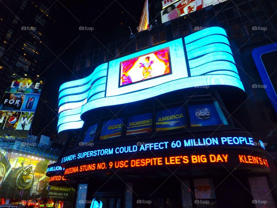 NEW YORK CITY TIMES SQUARE THE DAY BEFORE SANDY ARRIVES