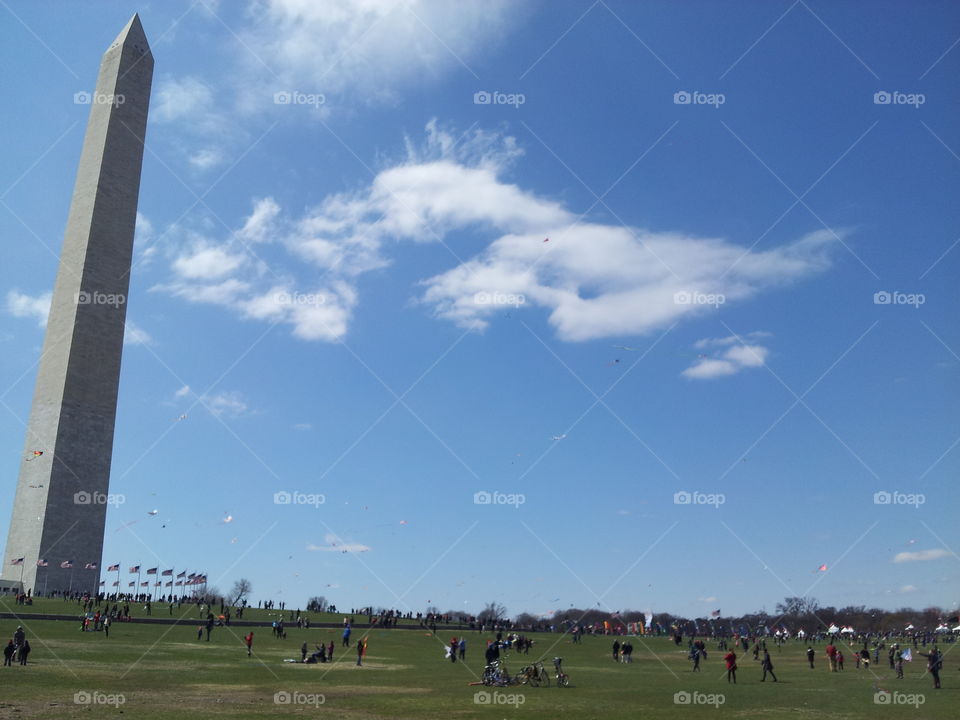 Kites on Washington. The annual kite festival on the green below the Washing Monument on March 27, 2015