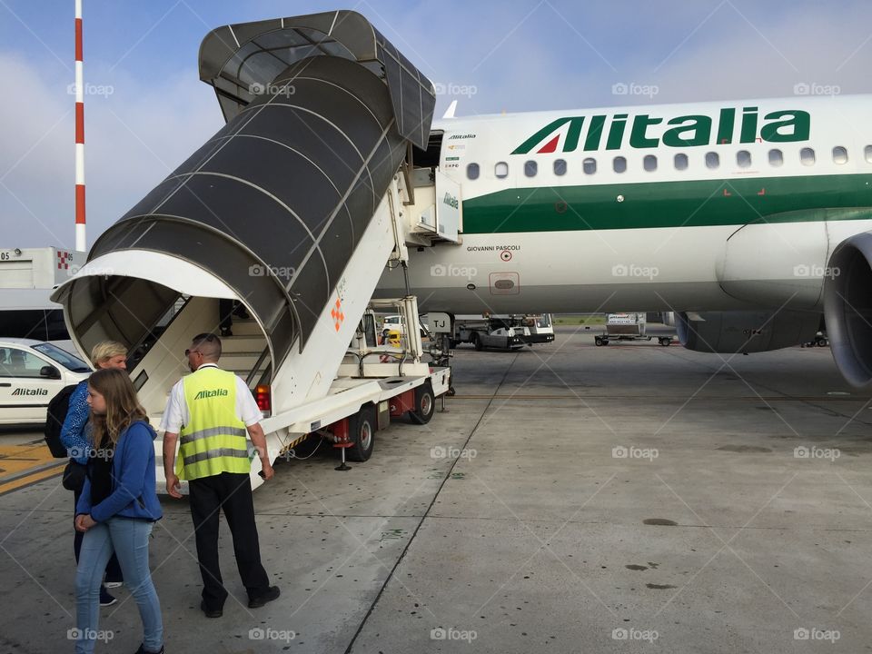 Alitalia airplane at Palermo Airport on Sicily.