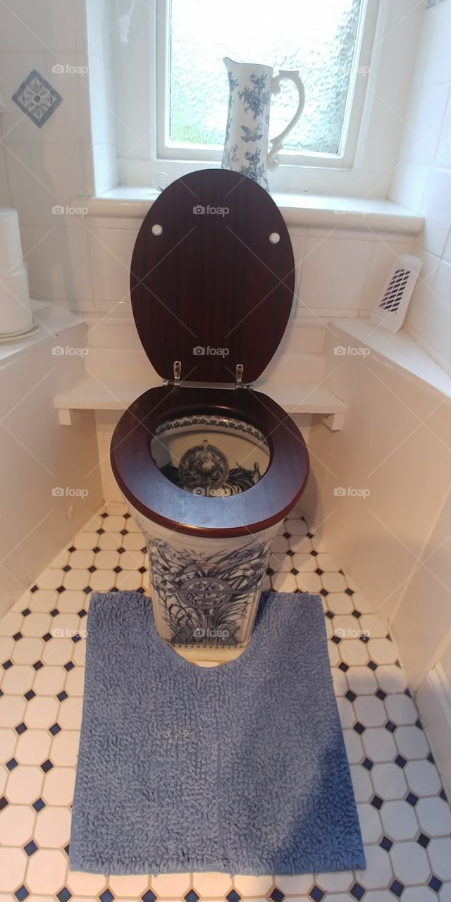 old style Victorian porcelain toilet