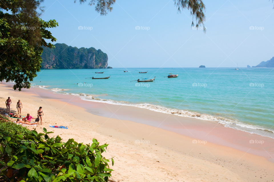 beach boats shoreline thailand by comonline
