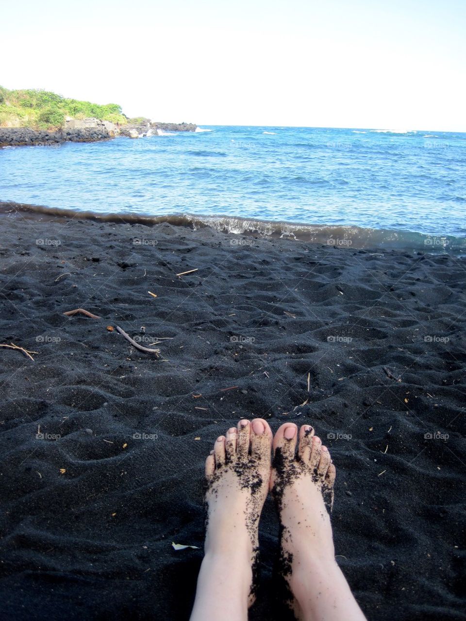 Black sand beach in Hawaii 