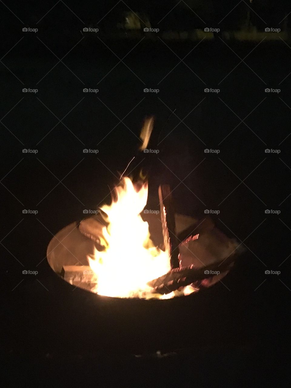 A blazing campfire. 