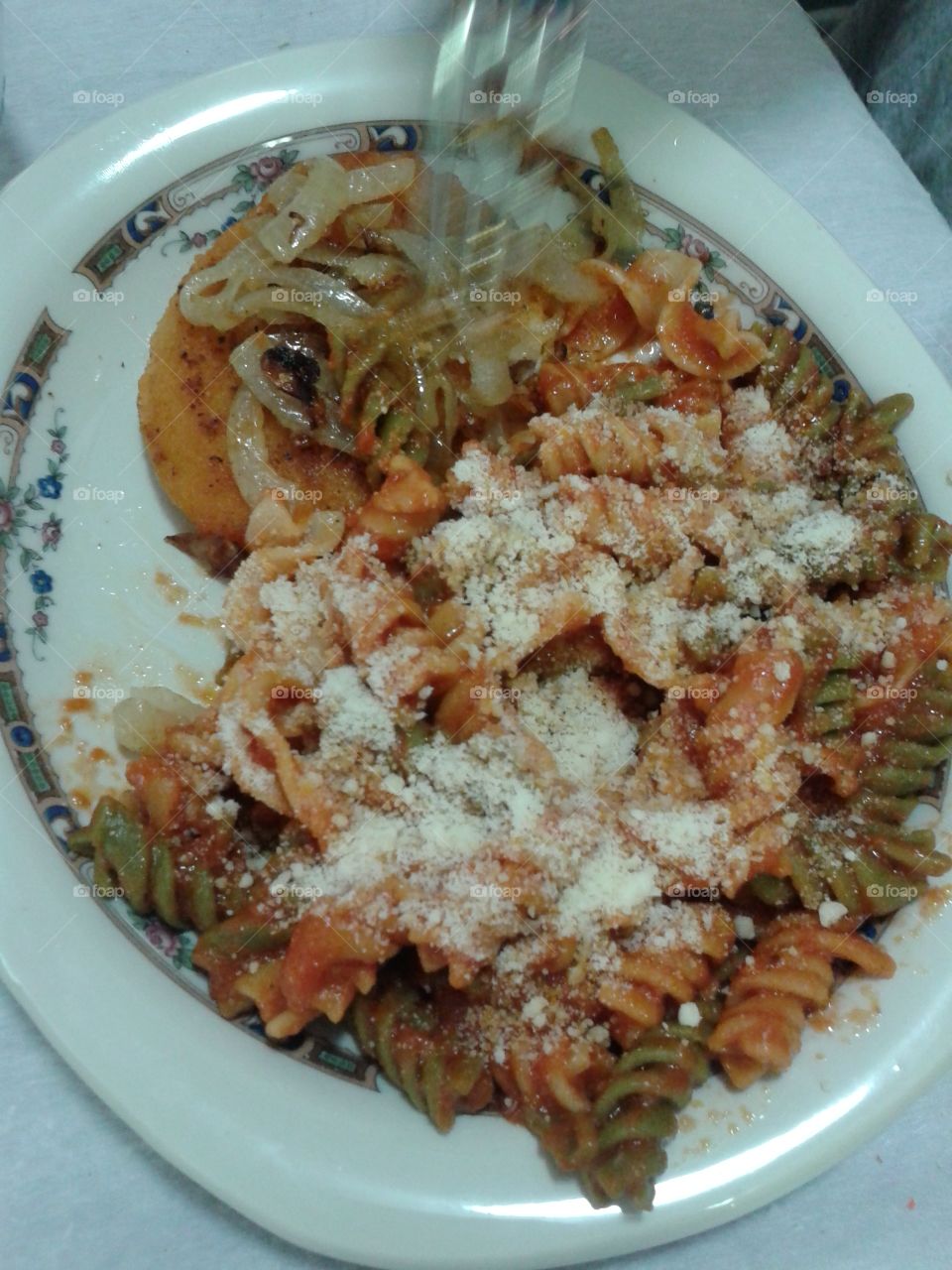 Pasta with Tomato basil & garlic sauce. I made this for dinner