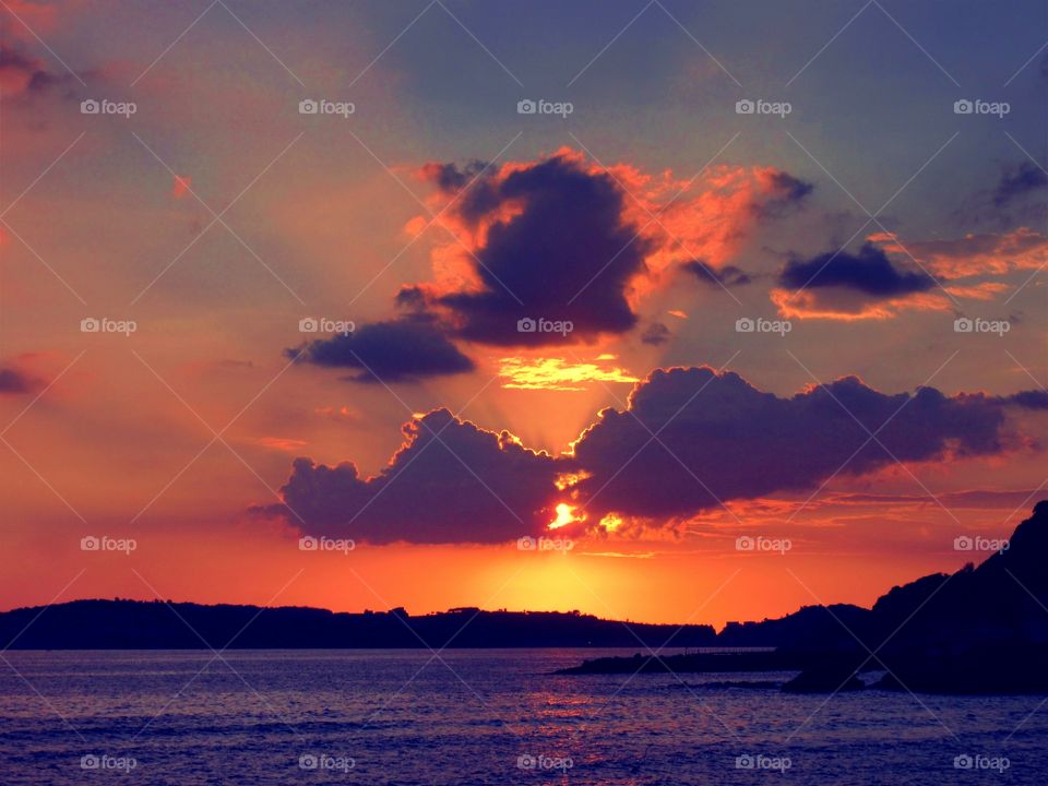 Sunset over Bagnoli ( Naples - Italy ).