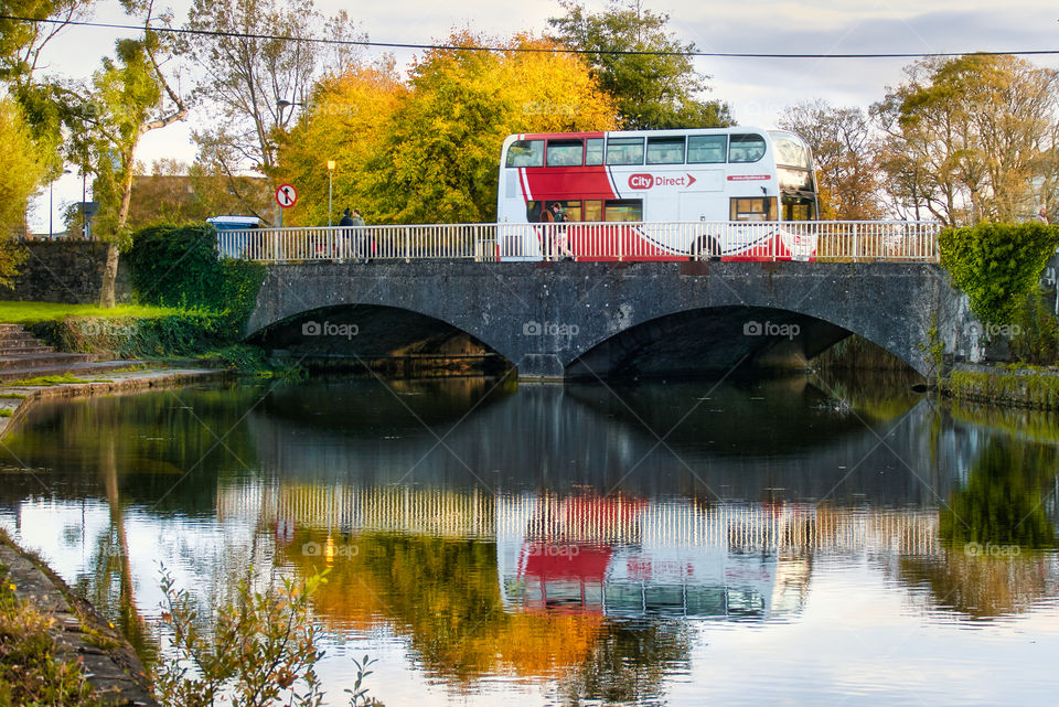 Bus going over the bridge