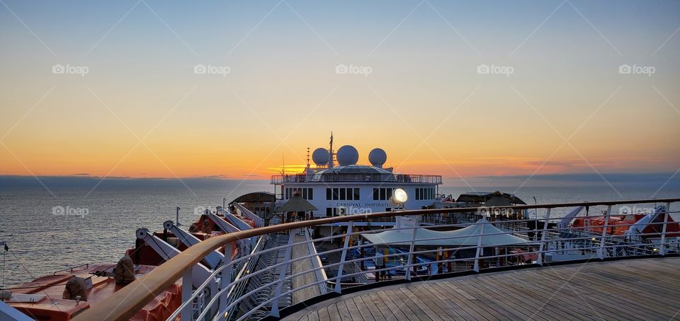 Sunset on a cruise ship